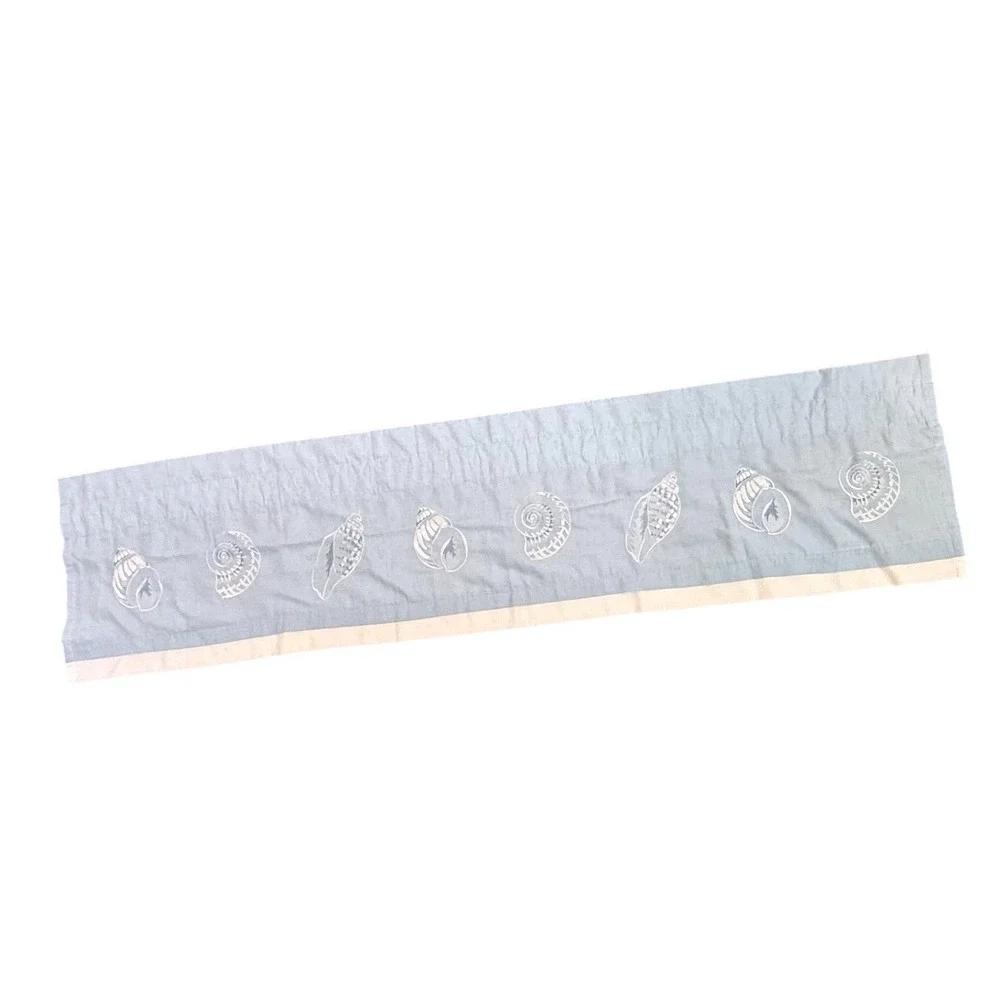Croscill Nautical Seashell Valance Embroidered Rod Baby Blue Coastal Beach House